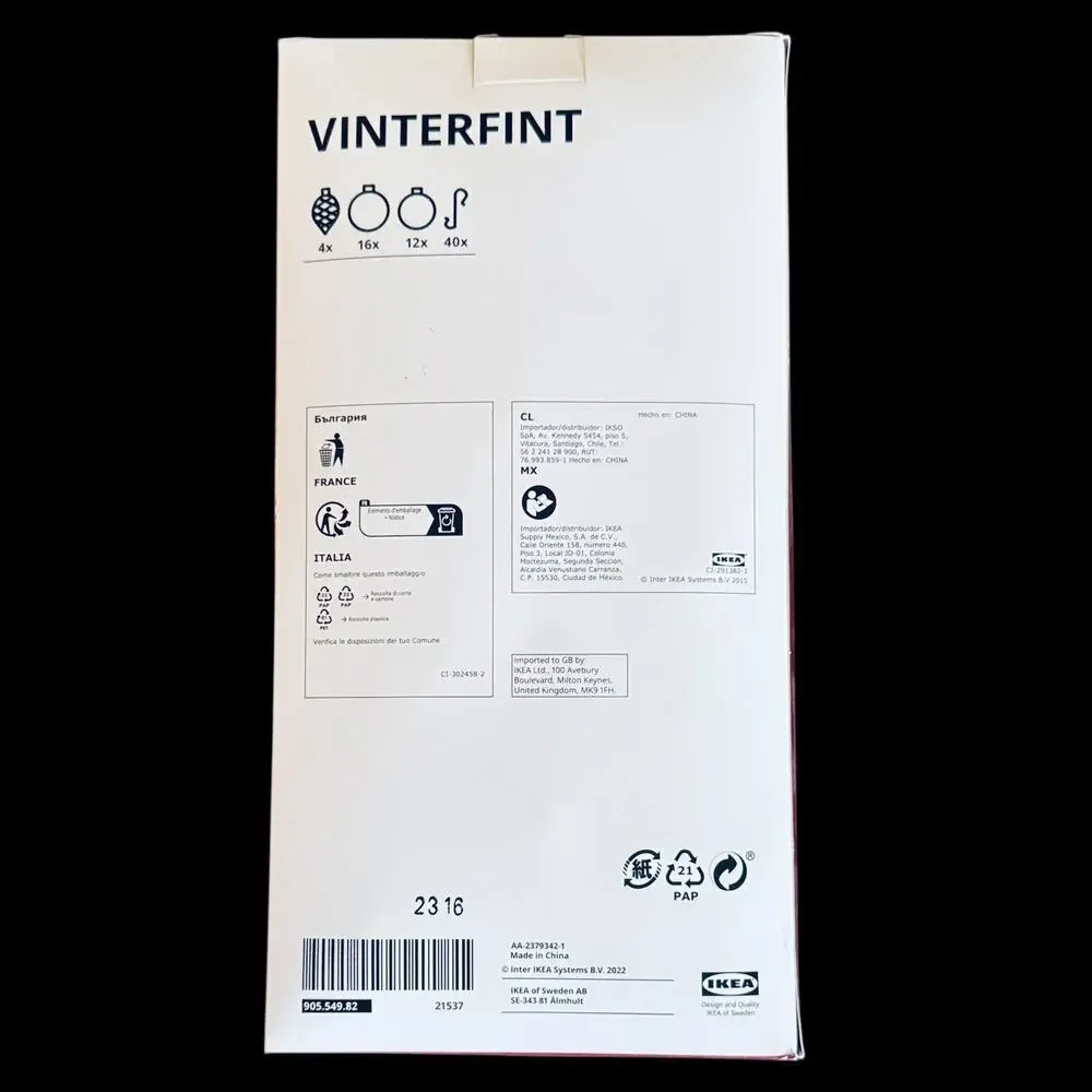 IKEA VINTERFINT 2023 Set of (32) Bauble Ornaments